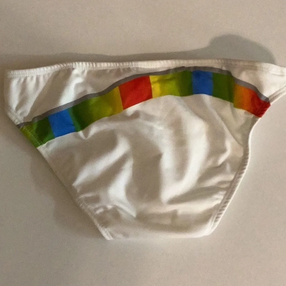 Zuliana white with striped 🏳️‍🌈design bikini vintage. New No Tags